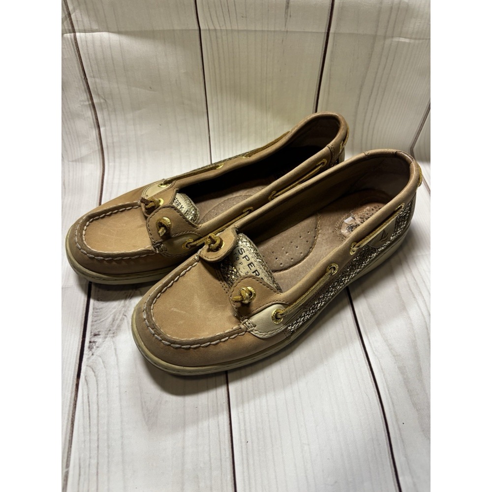 Sperry Angelfish Gold Glitter Boat Shoes Women's Size 6.5